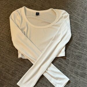 SHEIN Crop Scoop Neck Long Sleeve